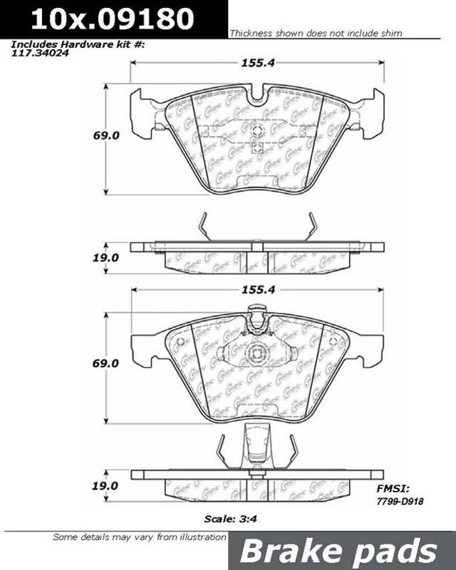 Centric 301.09180 Disc Brake Pad Set - Front