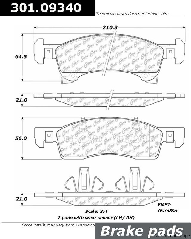 Centric 301.09340 Disc Brake Pad Set - Front