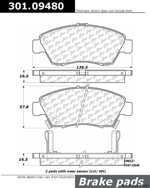 Centric 301.09480 Disc Brake Pad Set - Front