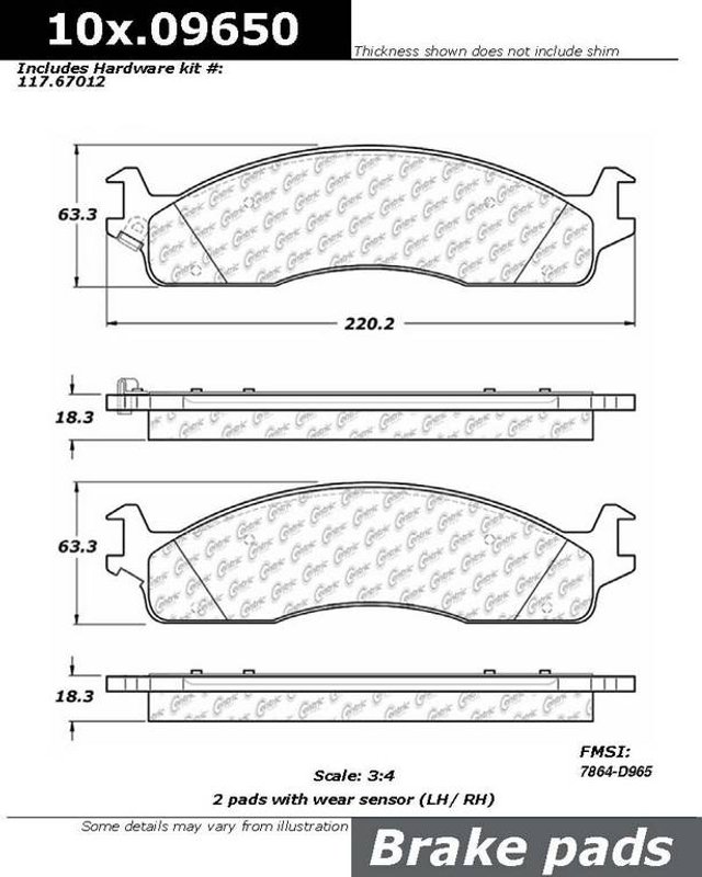 Centric 301.09650 Disc Brake Pad Set - Front