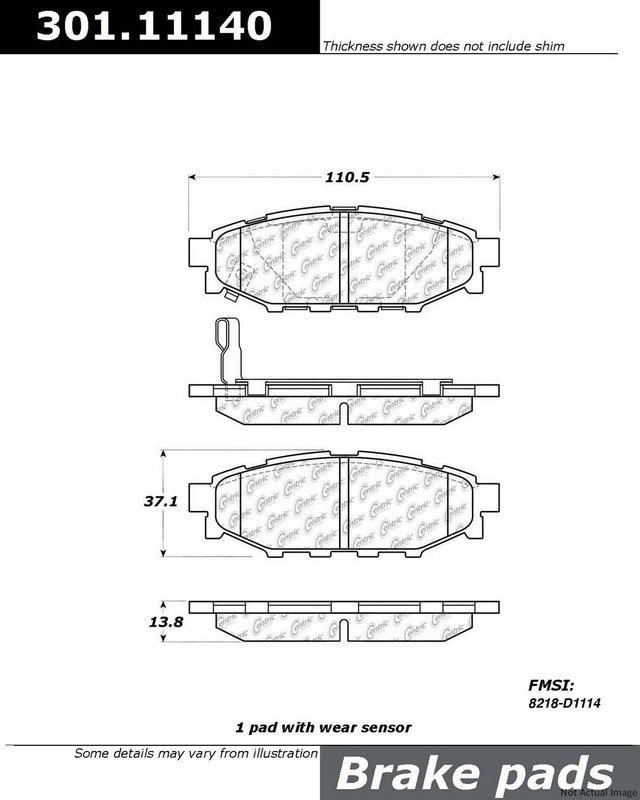 Centric 301.11140 Disc Brake Pad Set - Rear