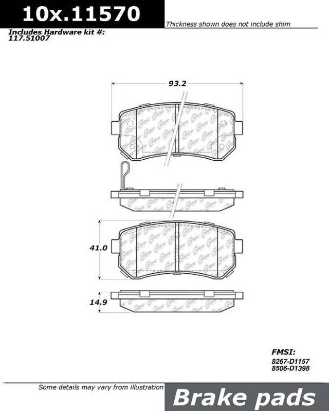 Centric 301.11570 Disc Brake Pad Set - Rear