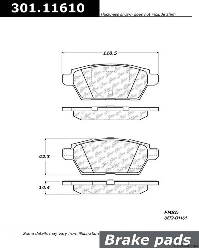 Centric 301.11610 Disc Brake Pad Set - Rear