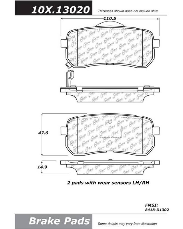 Centric 301.13020 Disc Brake Pad Set - Rear
