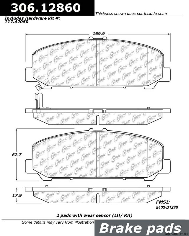 Centric 306.12860 Disc Brake Pad Set - Front
