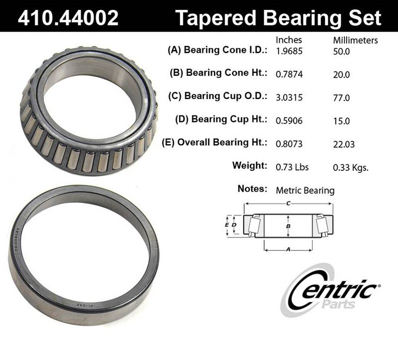 Centric 410.44002E Wheel Bearing and Race Set - Front Inner