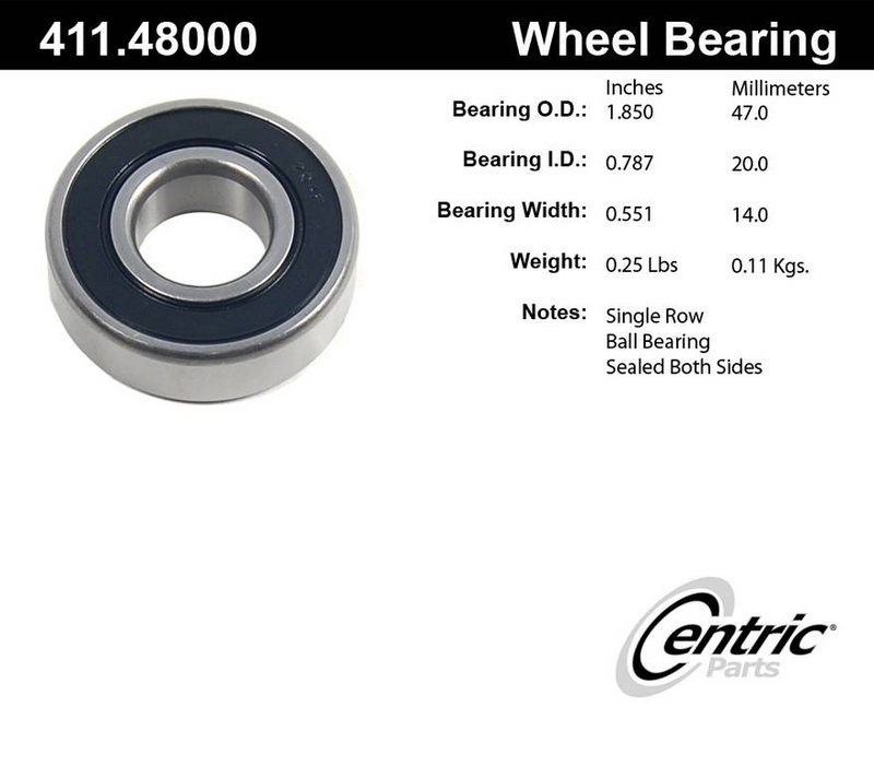 Centric 411.48000E Drive Axle Shaft Bearing - Rear Outer