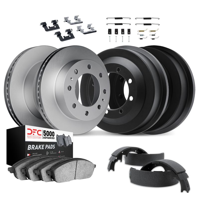 Dynamite Friction 4514-40060 Disc Brake Pad and Rotor / Drum Brake Shoe and Drum Kit - Front and Rear