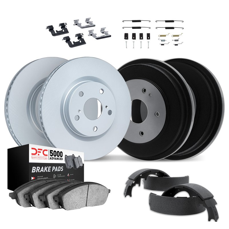 Dynamite Friction 4514-40062 Disc Brake Pad and Rotor / Drum Brake Shoe and Drum Kit - Front and Rear