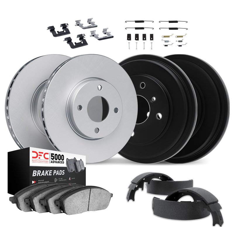 Dynamite Friction 4514-54146 Disc Brake Pad and Rotor / Drum Brake Shoe and Drum Kit - Front and Rear
