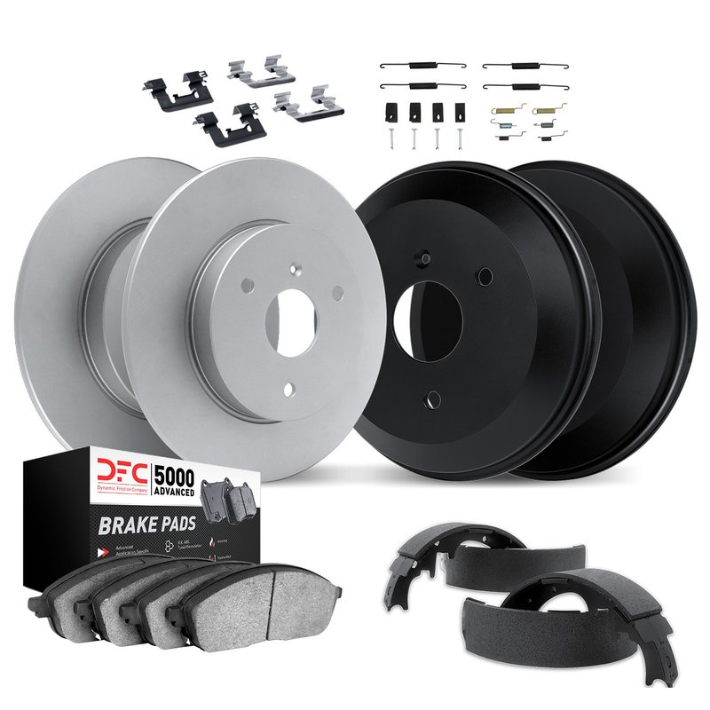 Dynamite Friction 4514-63000 Disc Brake Pad and Rotor / Drum Brake Shoe and Drum Kit - Front and Rear