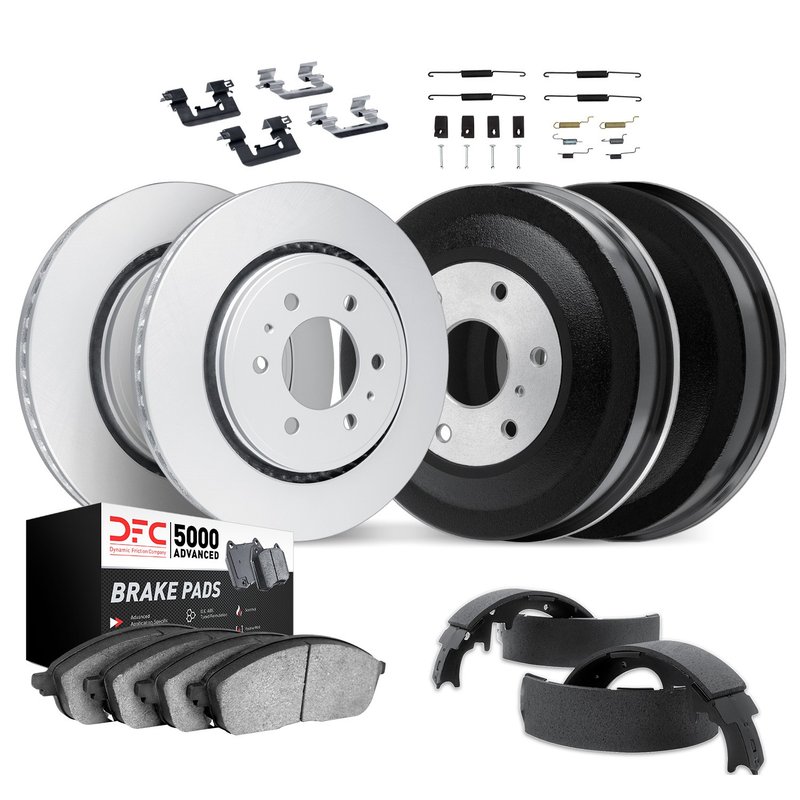 Dynamite Friction 4514-67060 Disc Brake Pad and Rotor / Drum Brake Shoe and Drum Kit - Front and Rear