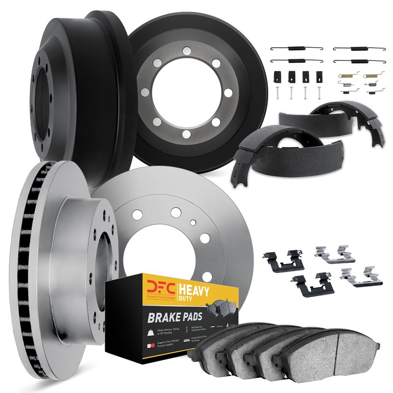 Dynamite Friction 6214-48110 Disc Brake Pad and Rotor / Drum Brake Shoe and Drum Kit - Front and Rear
