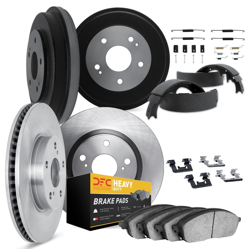 Dynamite Friction 6214-55055 Disc Brake Pad and Rotor / Drum Brake Shoe and Drum Kit - Front and Rear