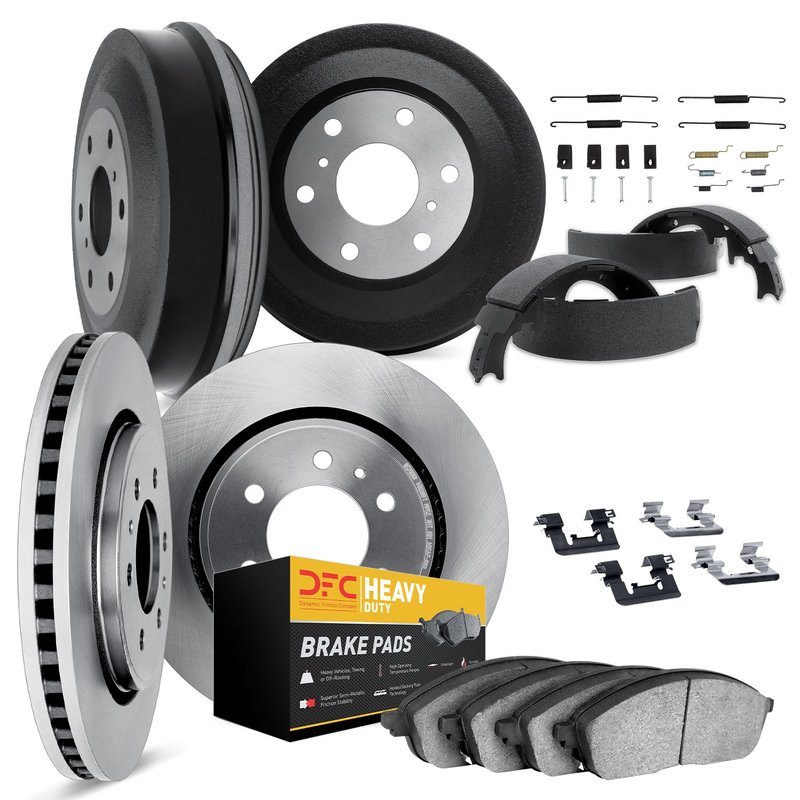 Dynamite Friction 6284-48014 Disc Brake Pad and Rotor / Drum Brake Shoe and Drum Kit - Front and Rear