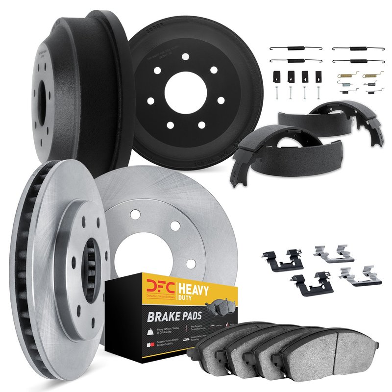 Dynamite Friction 6284-54592 Disc Brake Pad and Rotor / Drum Brake Shoe and Drum Kit - Front and Rear