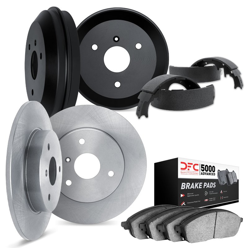 Dynamite Friction 6504-63000 Disc Brake Pad and Rotor / Drum Brake Shoe and Drum Kit - Front and Rear