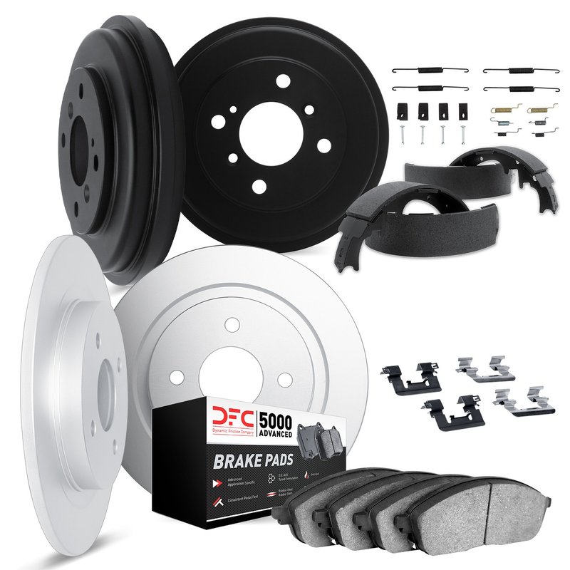Dynamic Friction 6514-31172 Disc Brake Pad and Rotor / Drum Brake Shoe and Drum Kit - Front and Rear