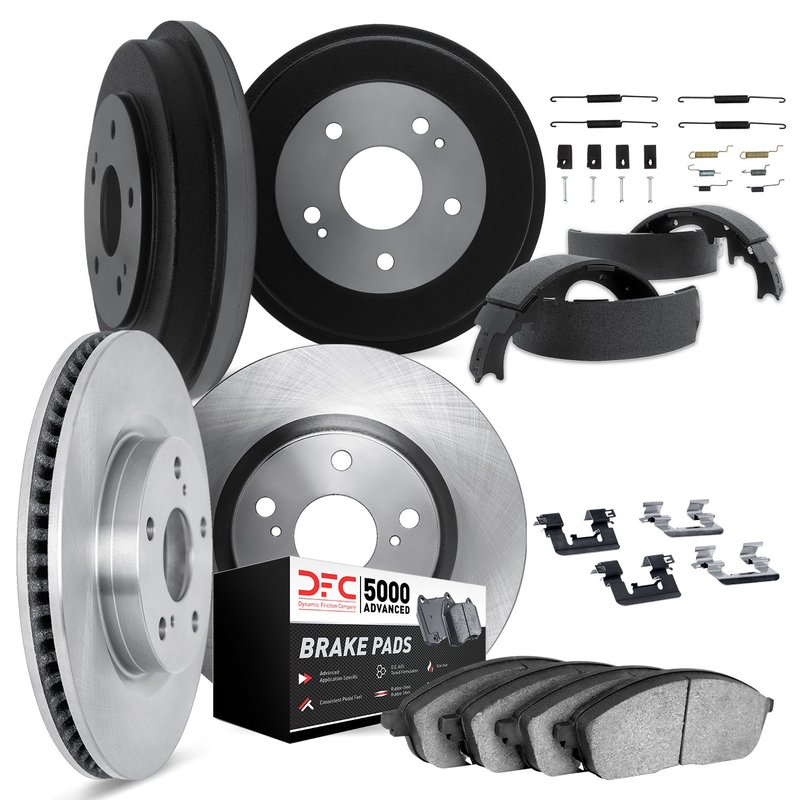 Dynamite Friction 6514-47069 Disc Brake Pad and Rotor / Drum Brake Shoe and Drum Kit - Front and Rear