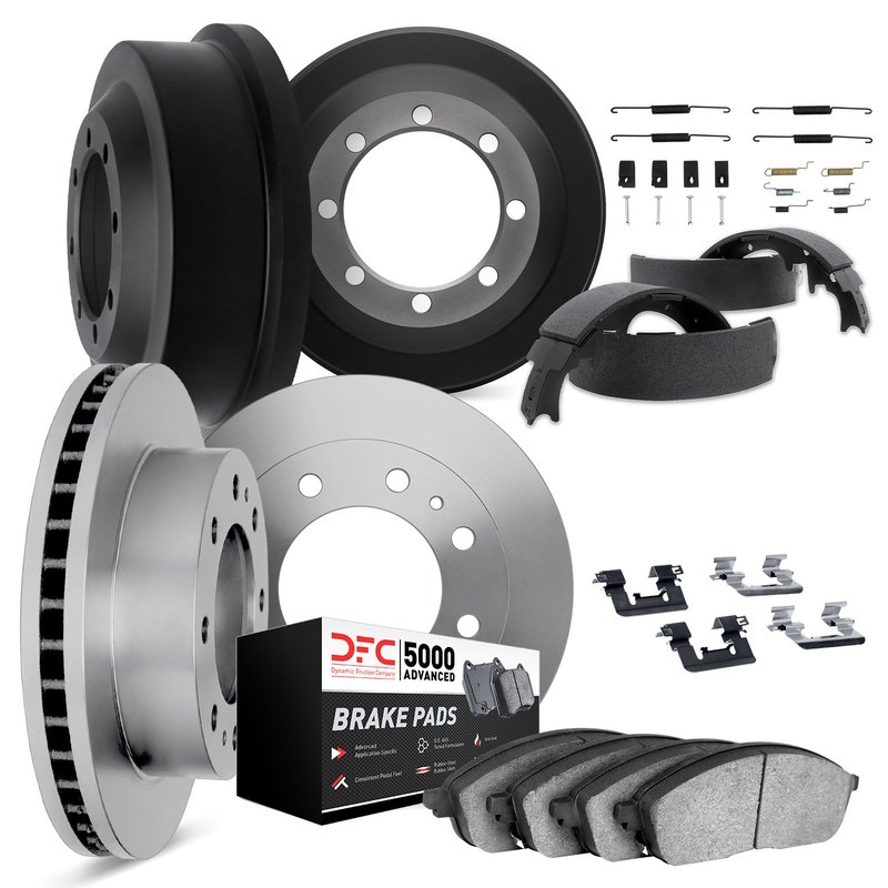Dynamite Friction 6514-47862 Disc Brake Pad and Rotor / Drum Brake Shoe and Drum Kit - Front and Rear