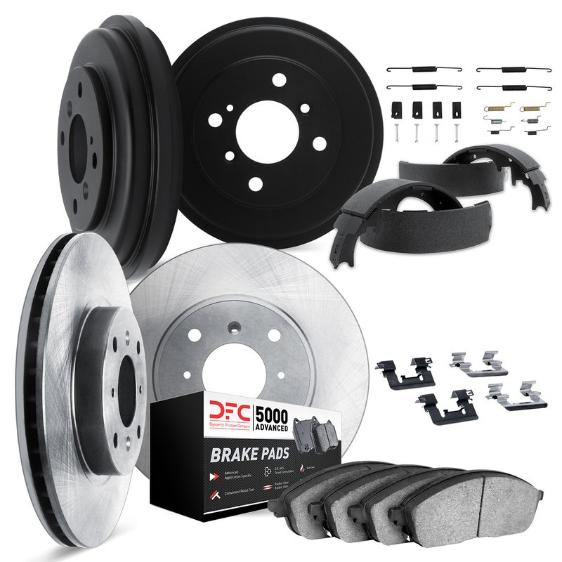Dynamite Friction 6514-74130 Disc Brake Pad and Rotor / Drum Brake Shoe and Drum Kit - Front and Rear