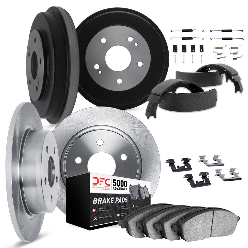 Dynamic Friction 6514-74299 Disc Brake Pad and Rotor / Drum Brake Shoe and Drum Kit - Front and Rear