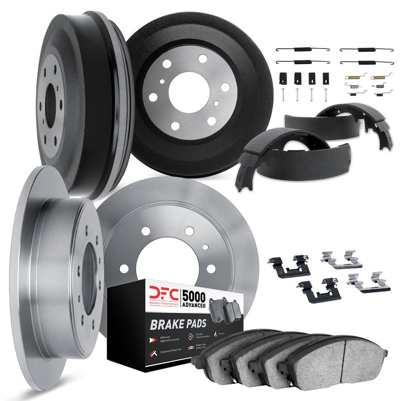 Dynamite Friction 6514-76081 Disc Brake Pad and Rotor / Drum Brake Shoe and Drum Kit - Front and Rear
