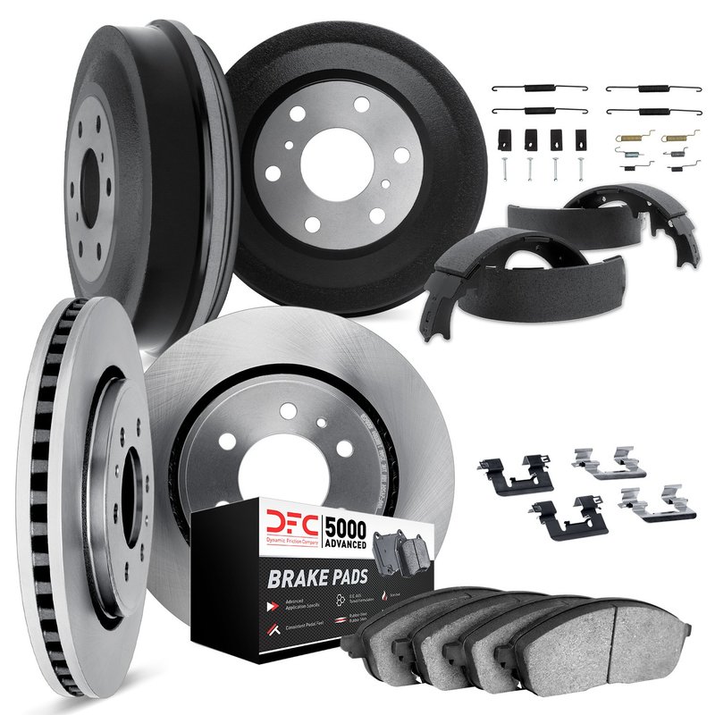 Dynamite Friction 6514-76218 Disc Brake Pad and Rotor / Drum Brake Shoe and Drum Kit - Front and Rear