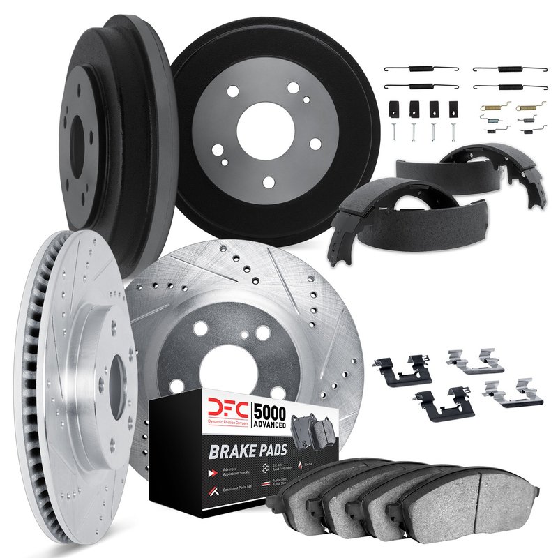 Dynamite Friction 7514-47013 Disc Brake Pad and Rotor / Drum Brake Shoe and Drum Kit - Front and Rear