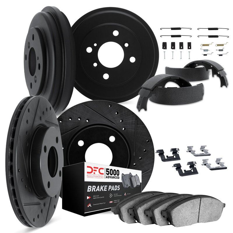 Dynamite Friction 8514-67084 Disc Brake Pad and Rotor / Drum Brake Shoe and Drum Kit - Front and Rear