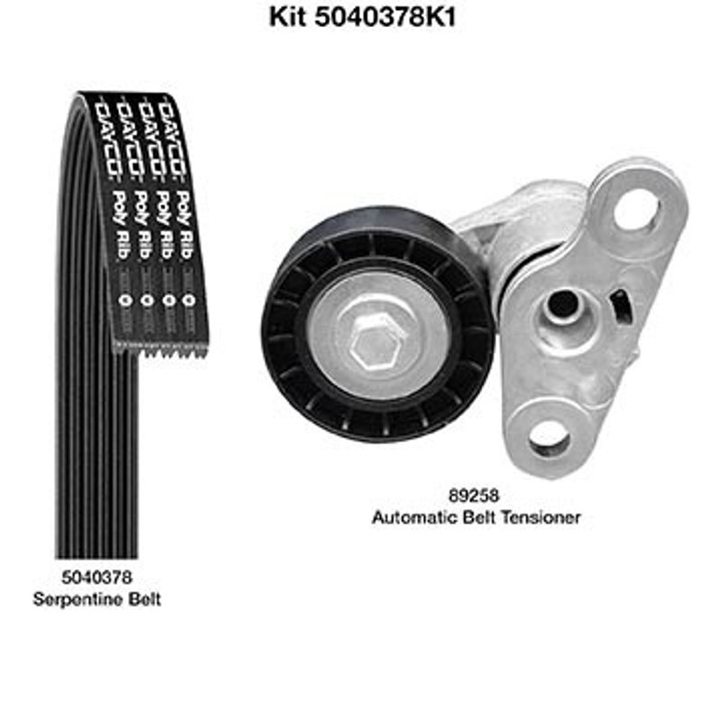 Dayco 5040378K1 Serpentine Belt Drive Component Kit - Air Conditioning or Air Conditioning and Tensioner