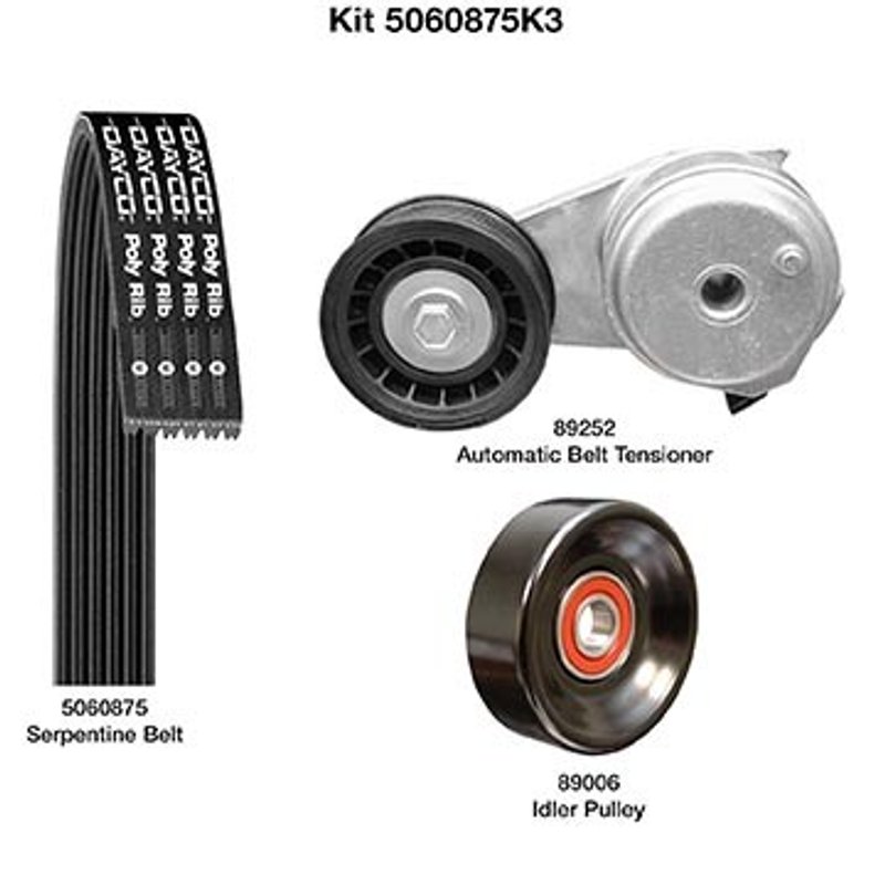 Dayco 5060875K3 Serpentine Belt Drive Component Kit - Main Drive
