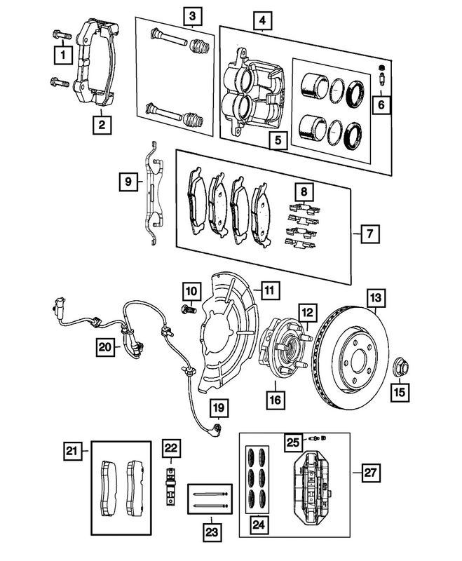 Mopar 68349631AA Wheel Bearing and Hub Assembly - Front