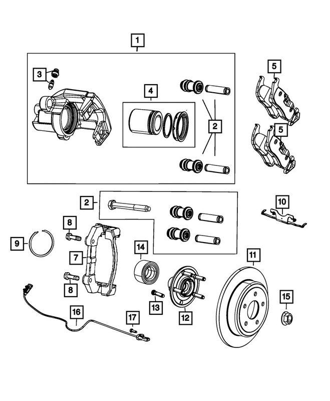 Mopar 68532223AB Disc Brake Pad Set - Rear