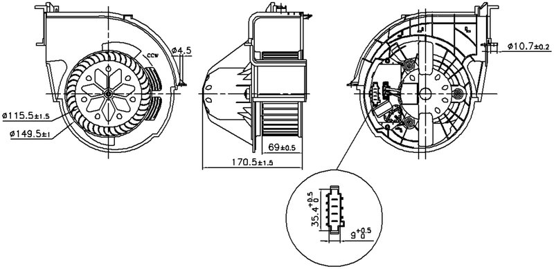 Nissens 87416 HVAC Blower Motor Assembly - Front