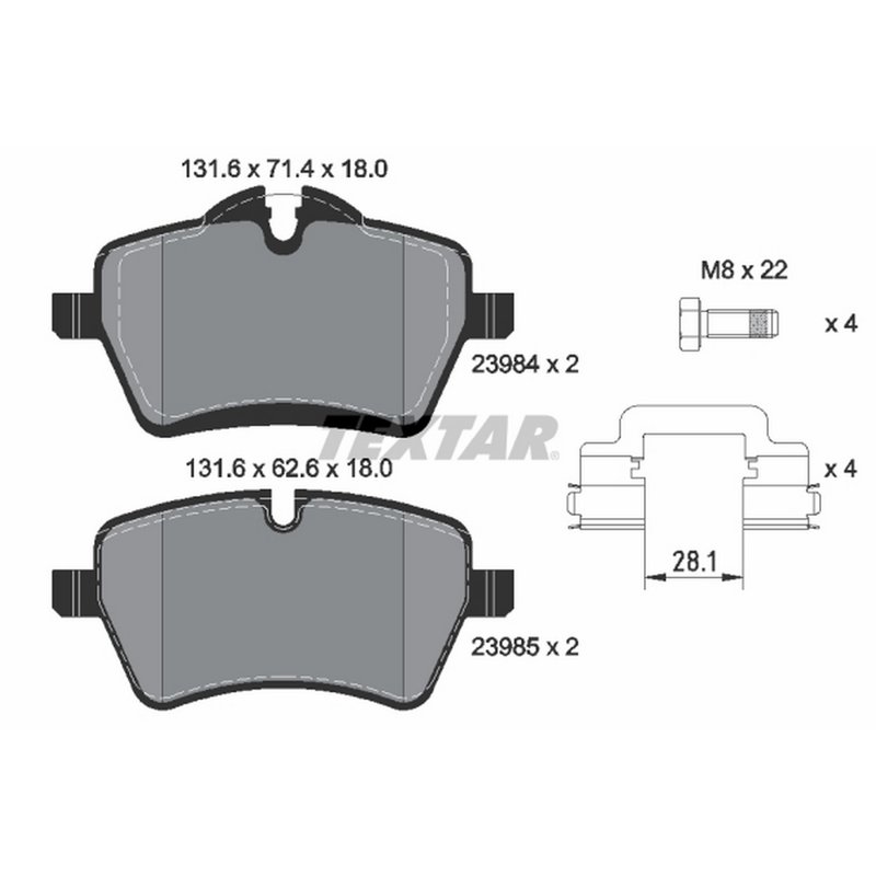 Textar 2398404 Disc Brake Pad Set - Front or Rear