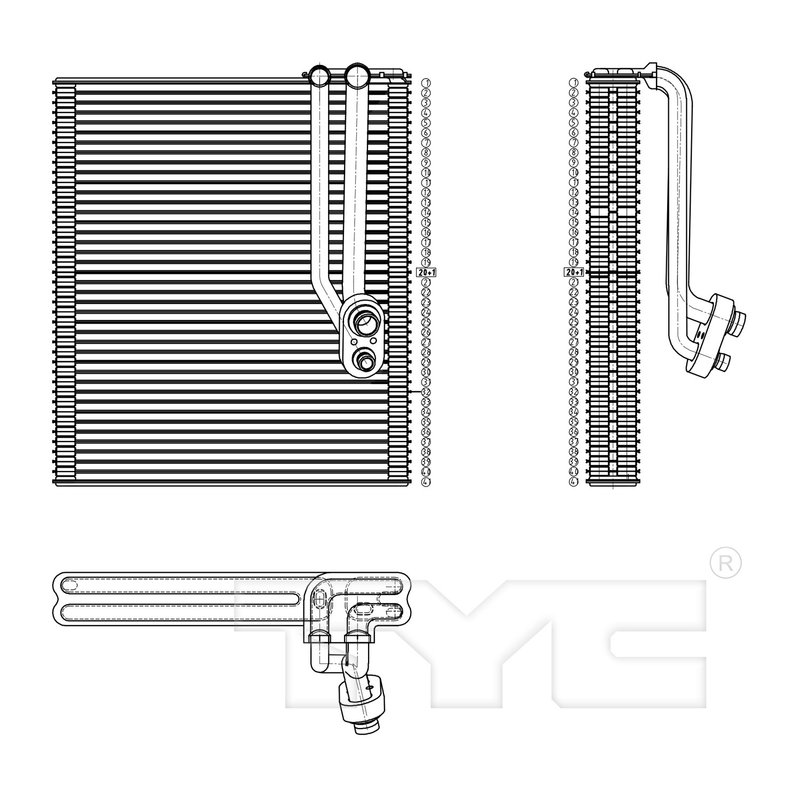 TYC 97136 A/C Evaporator Core - Front