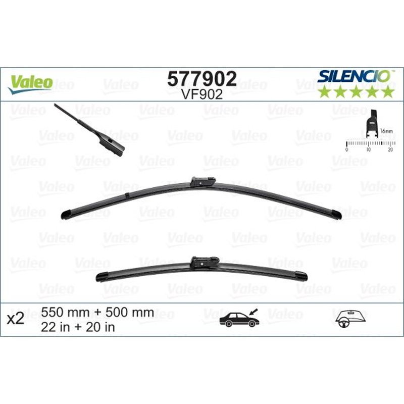 Valeo 577902 Wiper Blade Set - Front