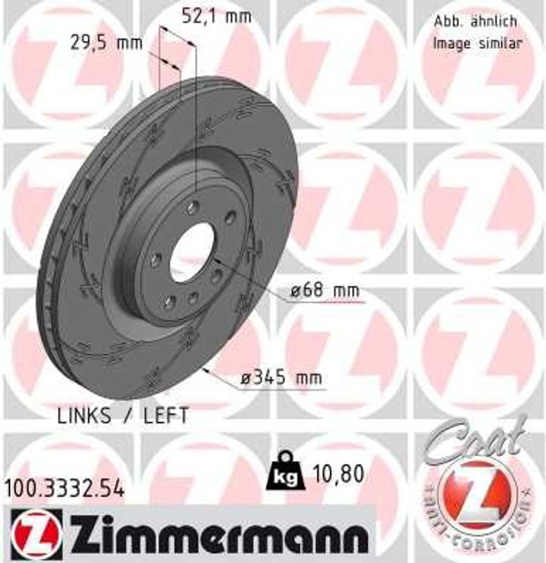 Zimmermann 100.3332.54 Disc Brake Rotor - Front or Front Left