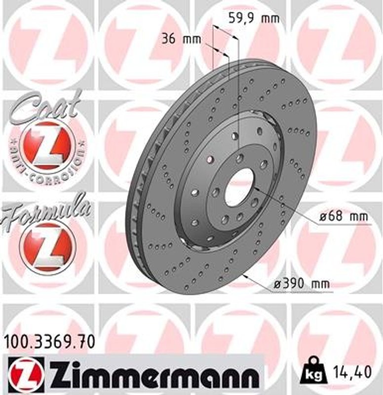 Zimmermann 100.3369.70 Disc Brake Rotor - Front