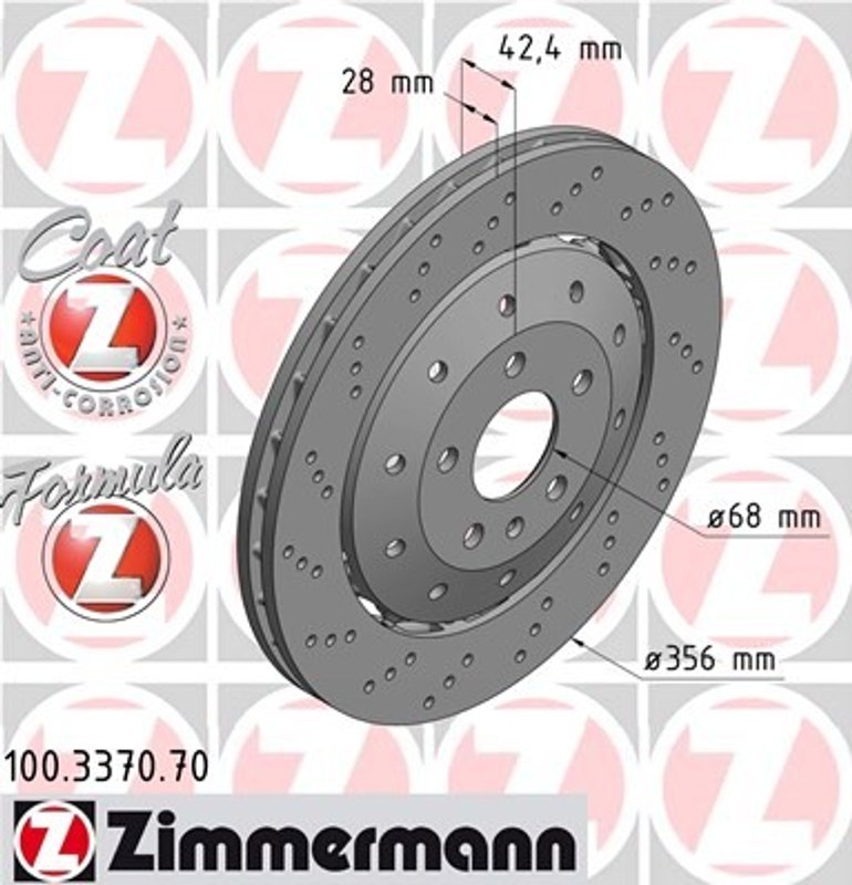 Zimmermann 100.3370.70 Disc Brake Rotor - Rear