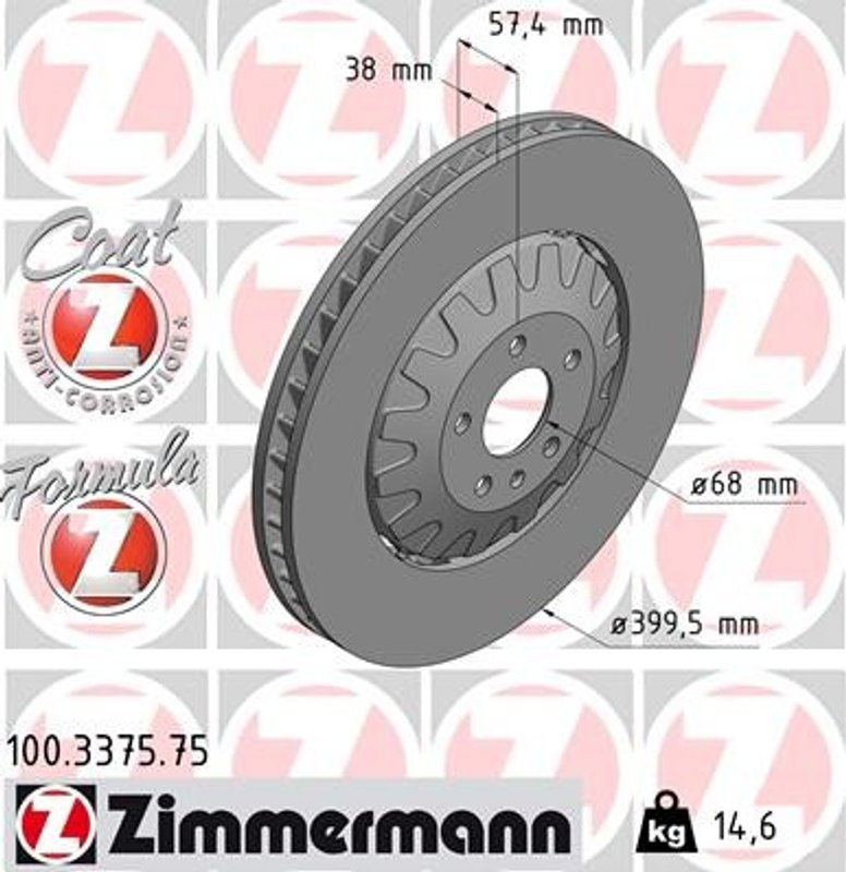 Zimmermann 100.3375.75 Disc Brake Rotor - Front