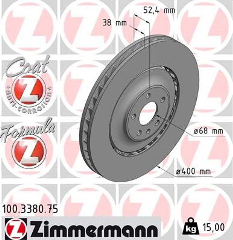 Zimmermann 100.3380.75 Disc Brake Rotor - Front