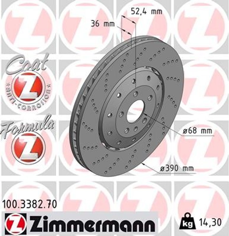 Zimmermann 100.3382.70 Disc Brake Rotor - Front
