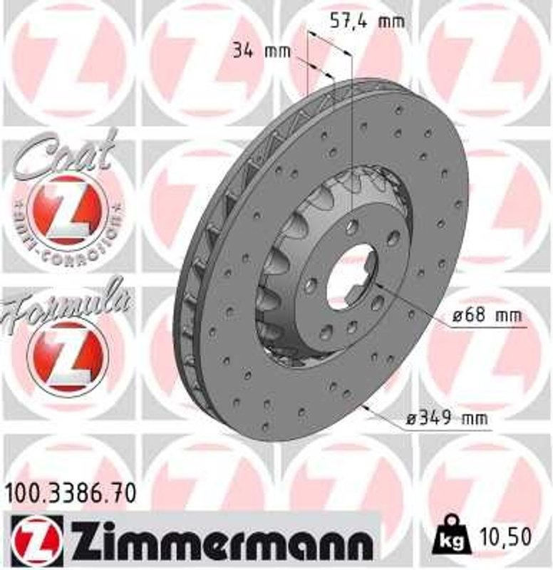 Zimmermann 100.3386.70 Disc Brake Rotor - Front
