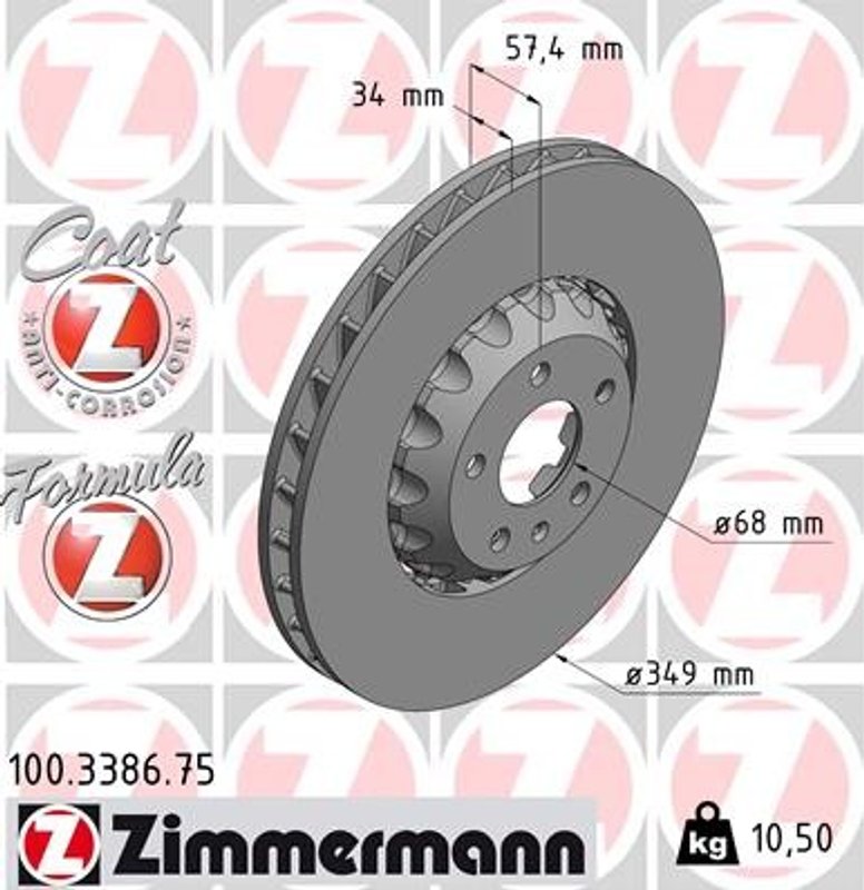 Zimmermann 100.3386.75 Disc Brake Rotor - Front