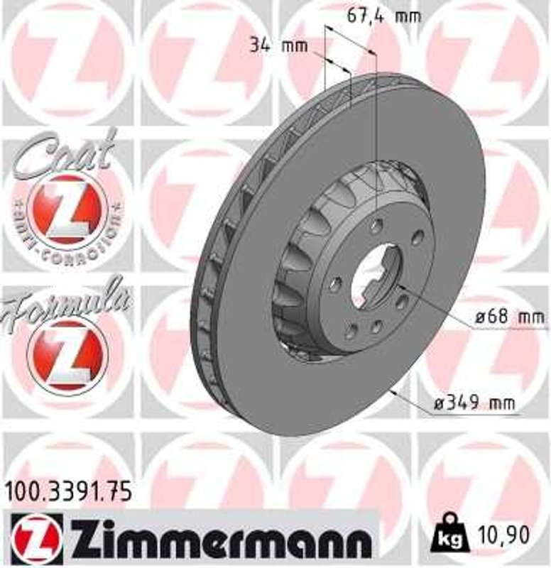 Zimmermann 100.3391.75 Disc Brake Rotor - Front