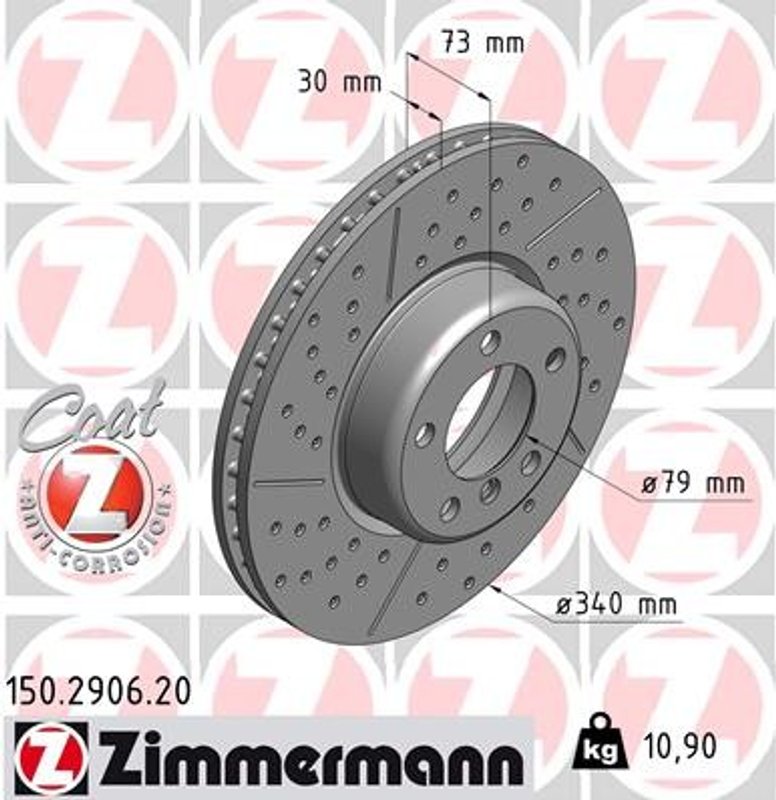Zimmermann 150.2906.20 Disc Brake Rotor - Front