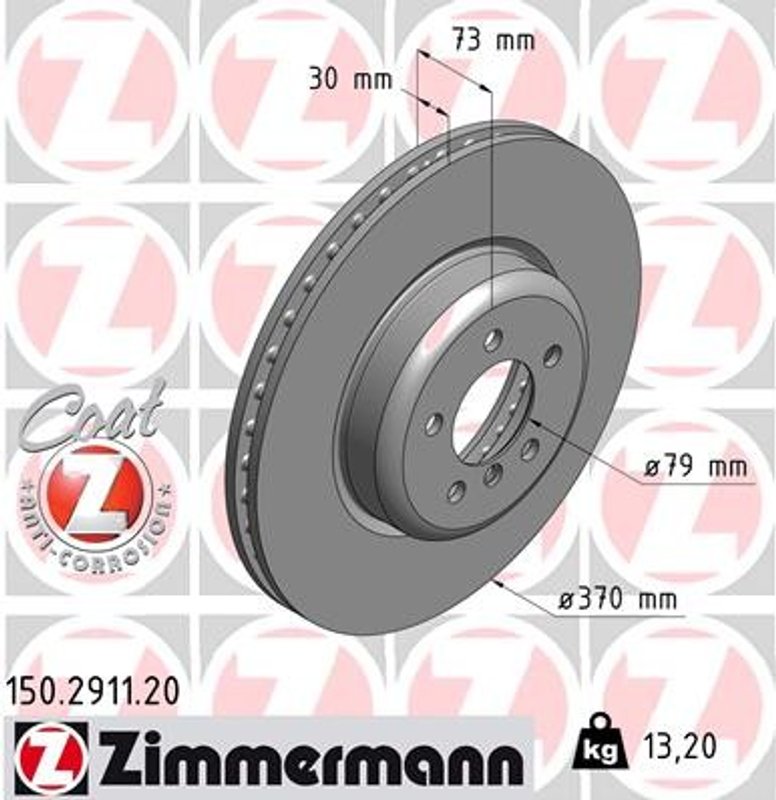 Zimmermann 150.2911.20 Disc Brake Rotor - Front