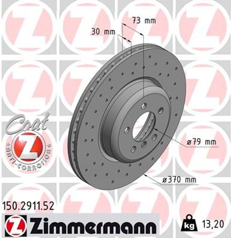 Zimmermann 150.2911.52 Disc Brake Rotor - Front